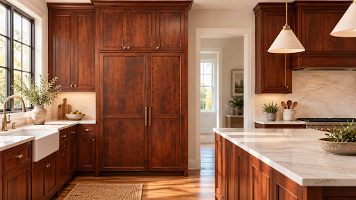 cherry wood cabinets amish house